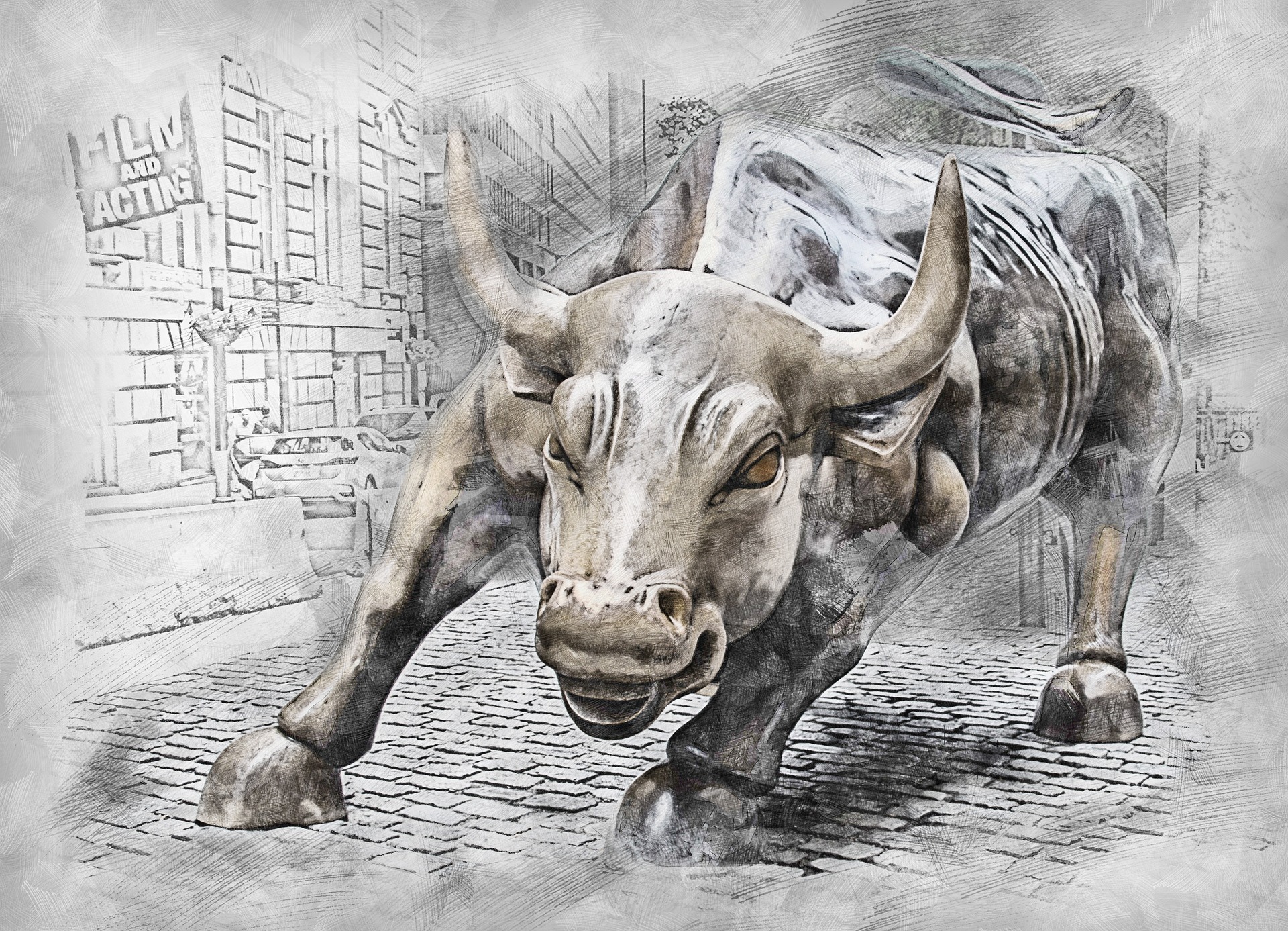 toro di wall street modificato in stile artistico