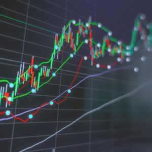 grafico tecnico finanziario, di trading con medie mobili